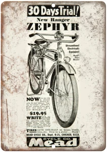 Zephyr Mead Cycle Company Ragner Ad 12" x 9" Reproduction Metal Sign B190 - Picture 1 of 1