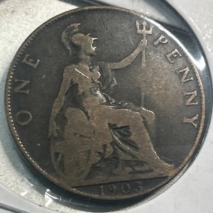 1903 GREAT BRITAIN PENNY  - Excellent Vintage Coin England World - Picture 1 of 4