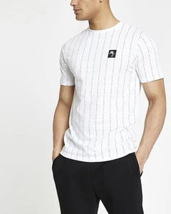 River Island Maison Riviera Stripe Slim T-Shirt - Picture 1 of 5