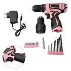 12 V rosa Akkuschrauber für Hausreparaturen enthält Werkzeugtasche und Ladeger