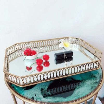 Mirrored Glass Tray Vanity Trinket Decorative Tray for Perfume Jewelry Storage - Image 1 of 4