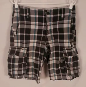 Pantalones cortos de carga para hombre Route 66, talla 30, blancos y negros a cuadros 6 bolsillos, 100 % algodón - Imagen 1 de 8