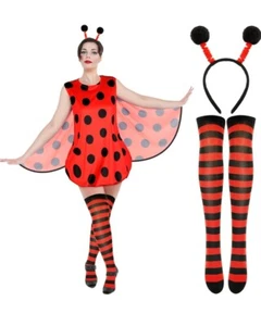 Damen Kinder Marienkäfer Kostüm Set, Stirnband Socken für Karneval, Größe klein, - Bild 1 von 7