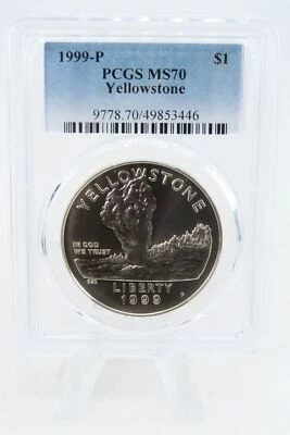 1999-P PCGS MS70 Yellowstone Silver Modern Commemorative Dollar - Image 1 of 2