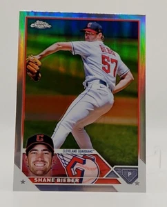 2023 Topps Chrome Baseball #118 Shane Bieber Refractor Cleveland Guardians MLB - Picture 1 of 3