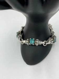LAGOS Caviar Sterling Silver 18K Gold Blue Green Topaz Bracelet - Picture 1 of 4