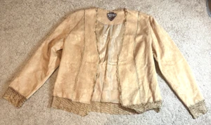 Chaqueta de cuero Beverly Hills Club gamuza para mujer XL adornada costuras tostadas - Imagen 1 de 7