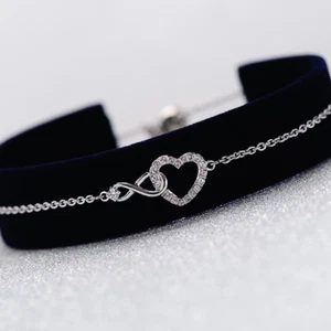 925 Sterling Silver Crystal Heart Fahsion Adjustable Bracelet Women Jewellery - Picture 1 of 5