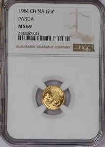 1984 Gold Panda 1/20 oz. 5 Yuan NGC MS69. Free shipping. - Picture 1 of 4