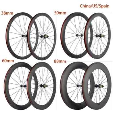 Carbon Road Clincher Bike Wheelset 38/50/60/88mm Bicycle Wheels Basalt Brake - Image 1 of 4