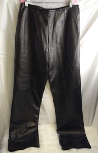 Danier schwarze italienische Lederhose hoher Bund Bootcut gefüttert Größe 8 leicht ausgestellt - Bild 1 von 6