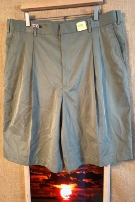 Greg Norman Microfibra Hombre’s Verde Plisado Pantalones Cortos 40 Bordados Tiburón Foto 1 de 4