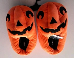 Adult Unisex Jack O Lantern Pumpkin Slippers Size L (W 11-12/ M 9 - 10) - Picture 1 of 4