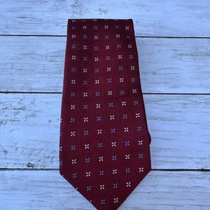 Brooks Brothers Krawatte Herren Burgunderrot Blau Seide Geometrisches Muster Hergestellt in den USA England - Bild 1 von 8