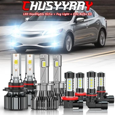 Faróis dianteiros de LED Hi/Lo Beam + lâmpadas de neblina DRL para Acura ILX 2013-2015 8PÇS - Imagem 1 de 4