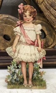 Foto de chatarra de niña troquelada autoportante de San Valentín “Con mi amor” - Imagen 1 de 9