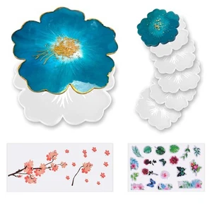 Large Flower Resin Molds for Tray and Coaster Casting, 1pc Plate Silicone Mol... - Picture 1 of 6