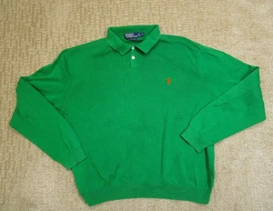Polo Ralph Lauren Pullover Herren Extra Large Grün Kragen Pima Baumwolle Small Pony - Bild 1 von 7