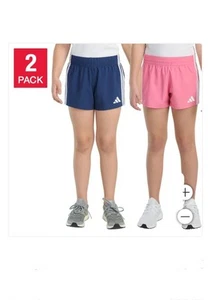 NWT Adidas Youth Girl's 2-Pack Shorts Pink/Blue Sz M(10/12), L(14), XL(16) - Picture 1 of 8