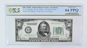 1928 A $50 Cleveland OH FRN Fr#2101 Choice Unc 64 PPQ PCGS *5955 - Picture 1 of 3