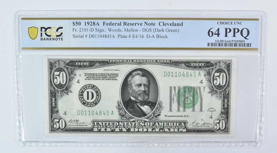 1928 A $50 Cleveland OH FRN Fr#2101 Choice Unc 64 PPQ PCGS *5955 - Image 1 of 3