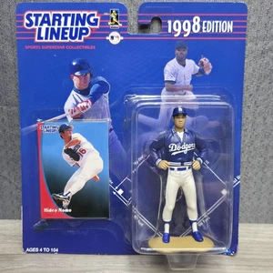 Figura de acción y tarjeta de coleccionista Hideo Nomo Dodgers edición 1998 Starting Lineup - Imagen 1 de 8