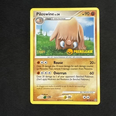 Piloswine Prerelease Staff 46/100 Stormfront Nintendo Pokemon - Image 1 of 4