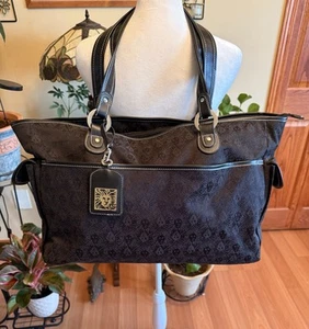 Women's Travel Bag Anne Klein New York Black Travel/Tote Monogram Print Logo - Picture 1 of 19
