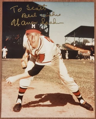 Warren Spahn Auto Milwaukee Braves Vintage Original Baseball 8x10 Photo JSA HOF - Image 1 of 4