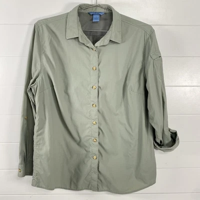 Duluth Trading Co Shirt Womens XL Green Nylon Vent Fishing Hiking Guide Outdoor - Image 1 of 4