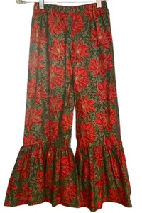 Girls Ruffle Pants Size 6 Handmade Christmas Poinsettia Boutique Style NWT - Picture 1 of 5