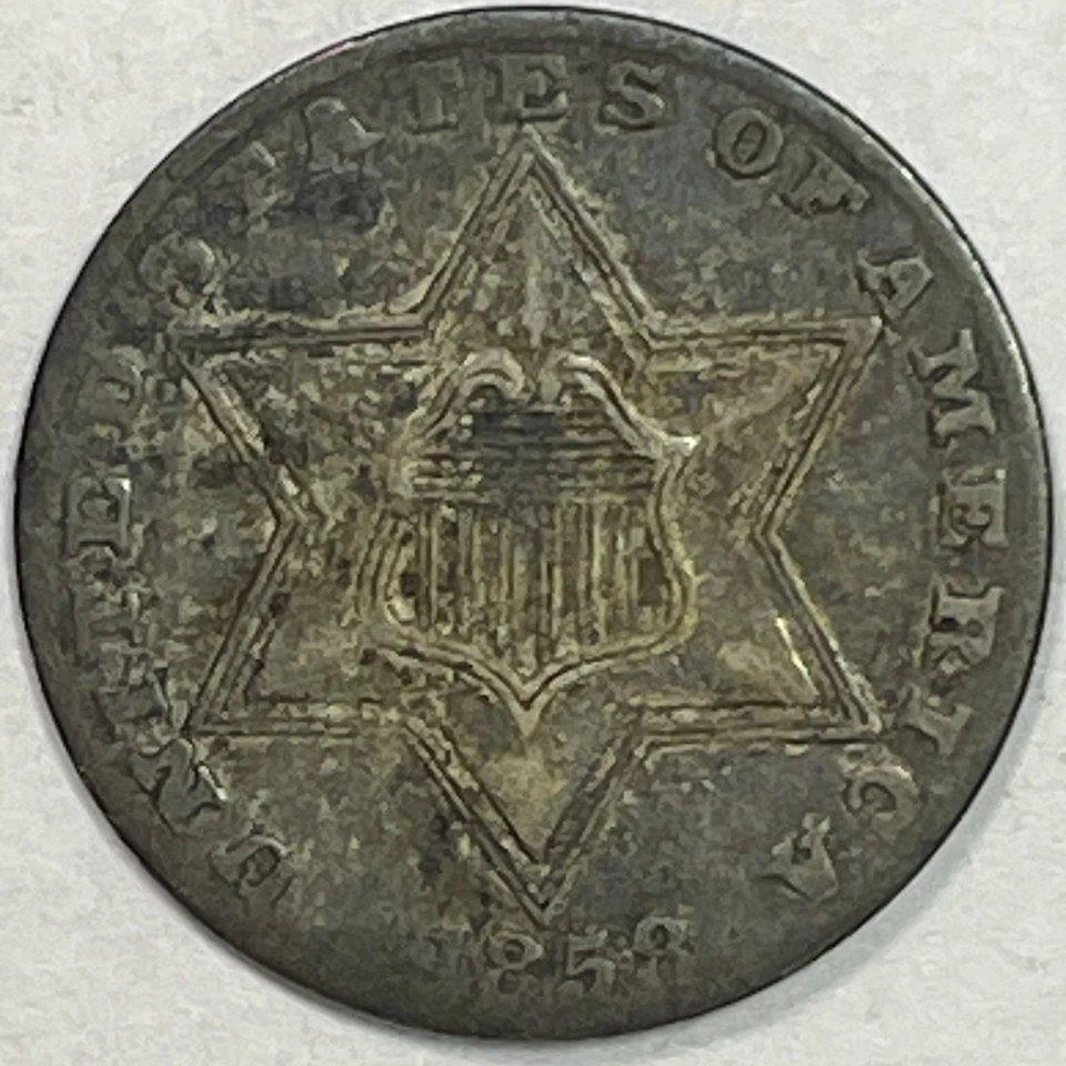1858 Three Cent Silver Trime Extremely Fine XF Coin #12467 - Image 1 of 3