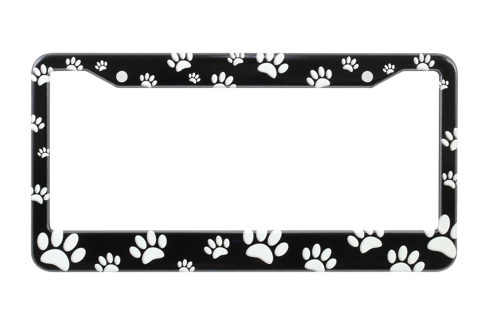 Adorable Dog Paw Cat Paw Animal Paw Aluminum Black License Plate Frame - Image 1 of 1