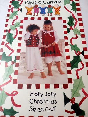 Peas & Carrots 104 Jumper Dress Vest Sewing Pattern Girls 0-4T Christmas Outfit - Image 1 of 4