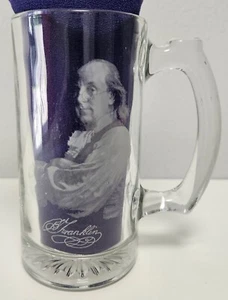 Benjamin Franklin 5.5" Glass Beer Mug/Stein- Revolutionary Boston - Picture 1 of 4