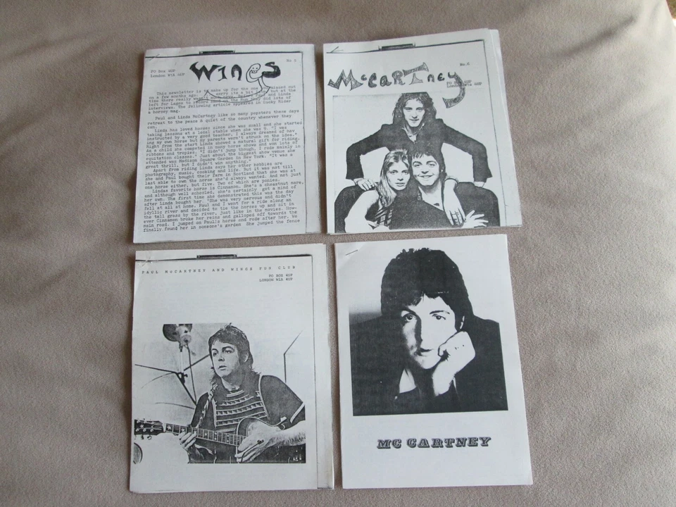 Paul McCartney & Wings Fan Club Xerox Copies 4 Issue Bundle 1973 The Beatles  - Image 1 of 1