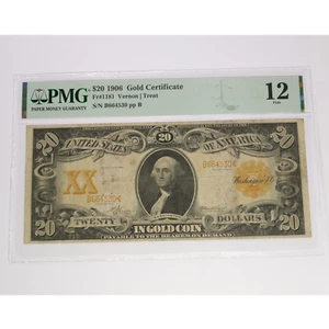 1906 PMG F12 Gold Certificate $20 Twenty Dollar Fr-1181 Note #51617F - Picture 1 of 2