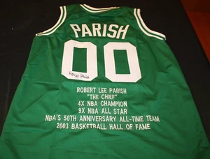 BOSTON CELTICS ROBERT PARISH #00 SIGNED AUTOGRAPHED CUSTOM ROAD STAT JERSEY JSA - Picture 1 of 3