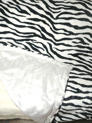 Exotic Zebra Fur Throw Blanket silky soft 48x59, Couch, bed, chair - Image 1 of 4