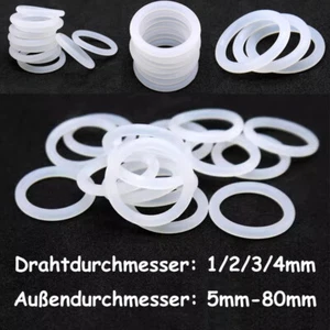 10 piezas diámetro 1/2/3/4mm OD 5mm-80mm blanco silicona goma juntas tóricas sección transversal - Imagen 1 de 7