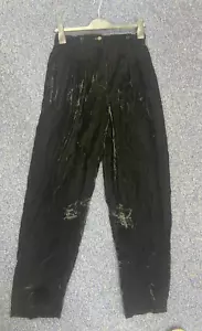 Vintage 90's Mani Black Velvet High Waist Trousers It 42 | UK approx 10 - Picture 1 of 4