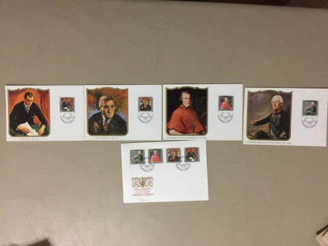 Set of five LIECHTENSTEIN PORTRAIT(1)  fdc-four are maxi cards Cover