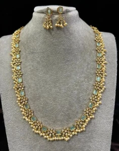 Vergoldetes Rani Har Set, Premium Kundan lange Halskette Set mit Ohrringen Sets - Bild 1 von 4