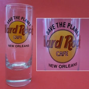 Vaso de chupito Hard Rock Café New Orleans Save the Planet. Amarillo y rojo. Texto negro - Imagen 1 de 4