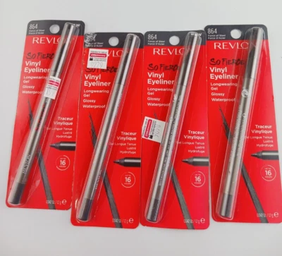 4 PACK REVLON VINYL EYELINER SMOOTH GLIDING GEL PENCIL 864 FORCE OF STEEL - Image 1 of 4