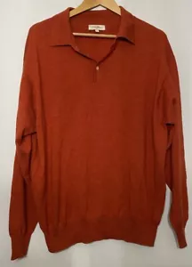Polo maglione vintage Peter Millar L lana seta cashmere manica lunga colletto arancione - Foto 1 di 7