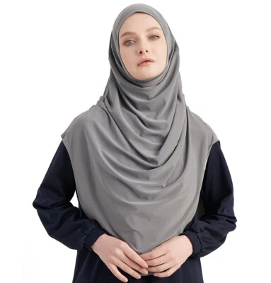 Hijab longo instantâneo islâmico fácil de uma peça Modefa Premium – Cinza - Imagem 1 de 4