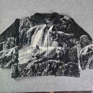 Vintage Black Mountain Wolf Fleecejacke Herren schwarz 90s doppelseitig USA Winter XXL - Bild 1 von 7