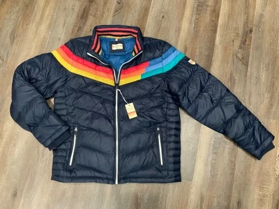 Marine Layer Archive Zurich Puffer Coat Jacket Multicolor Stripe Full Zip Men -L - Image 1 of 4