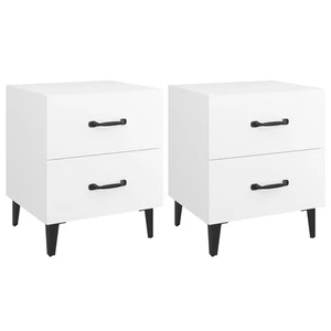Nachttische 2 Stk. Weiß 40x35x47,5 Cm Nachtkonsole Nachtschrank - Bild 1 von 9
